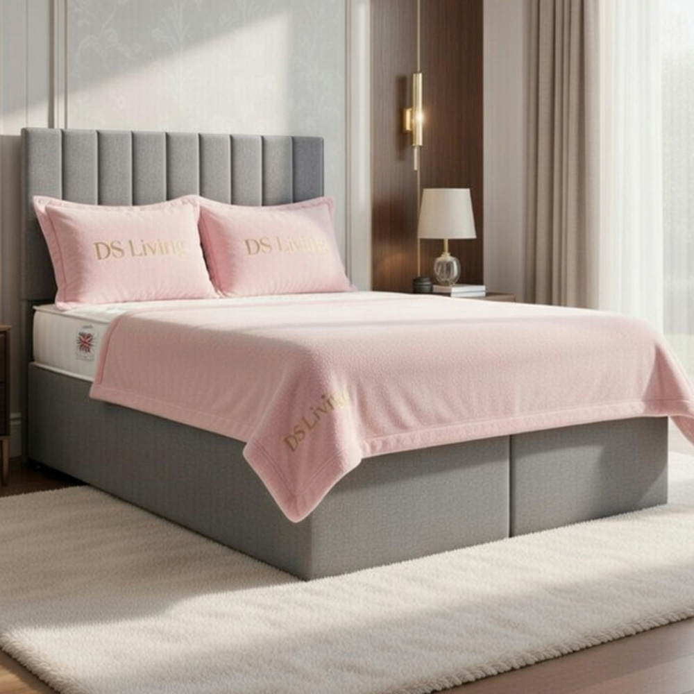 DS Living Aria Super King Size Silver Plush Ottoman Bed Image 1