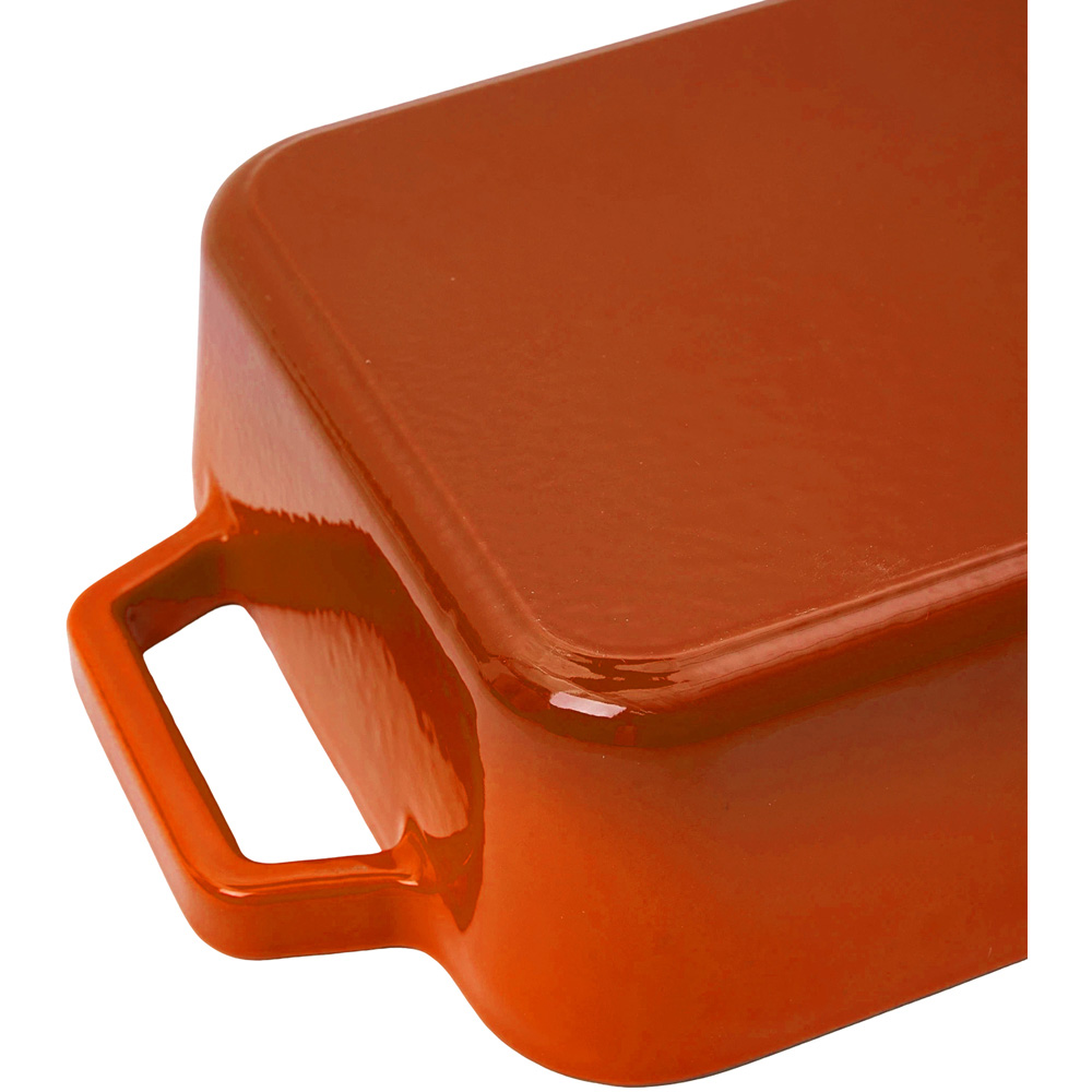 Living and Home 3.2L Orange Enamelled Cast Iron Rectangular Baking Dish Image 5