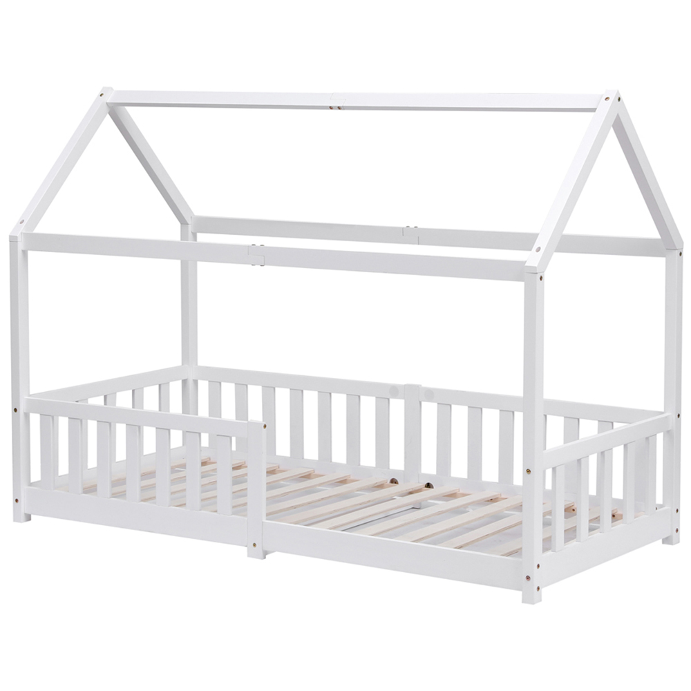 Portland Wood House White Kids Bed Frame Image 2