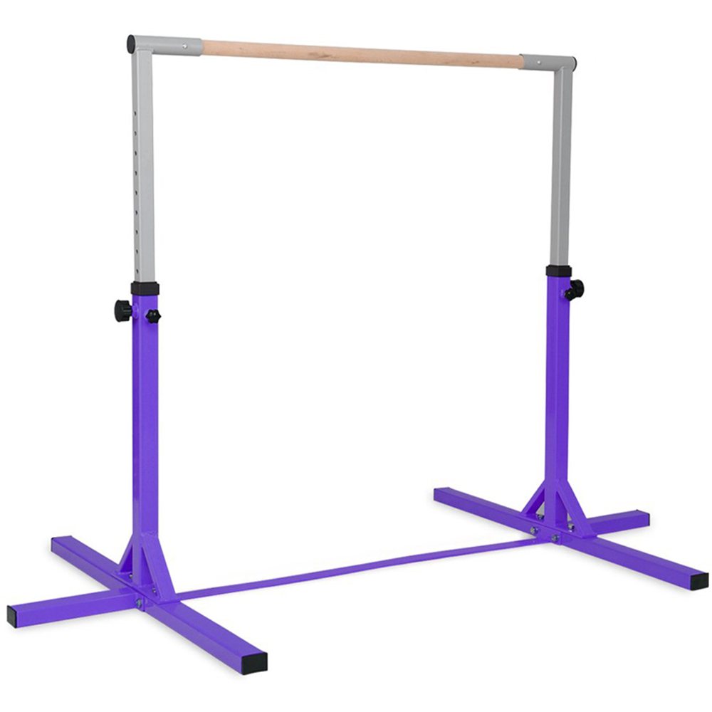 Costway Purple Kids Height Adjustable Gymnastics Training Bar Image 1
