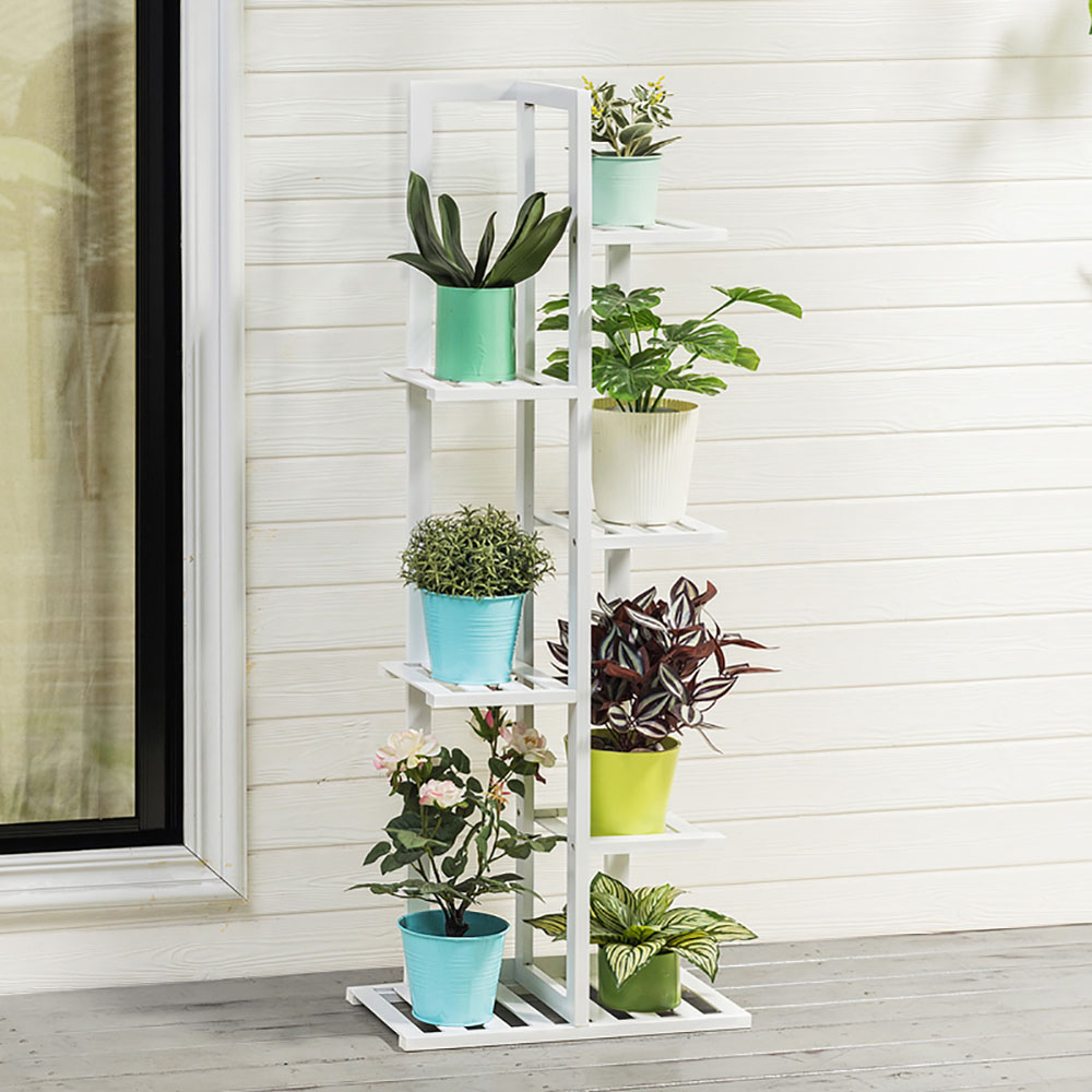 Living and Home Multi Tiered White Plant Stand Image 2