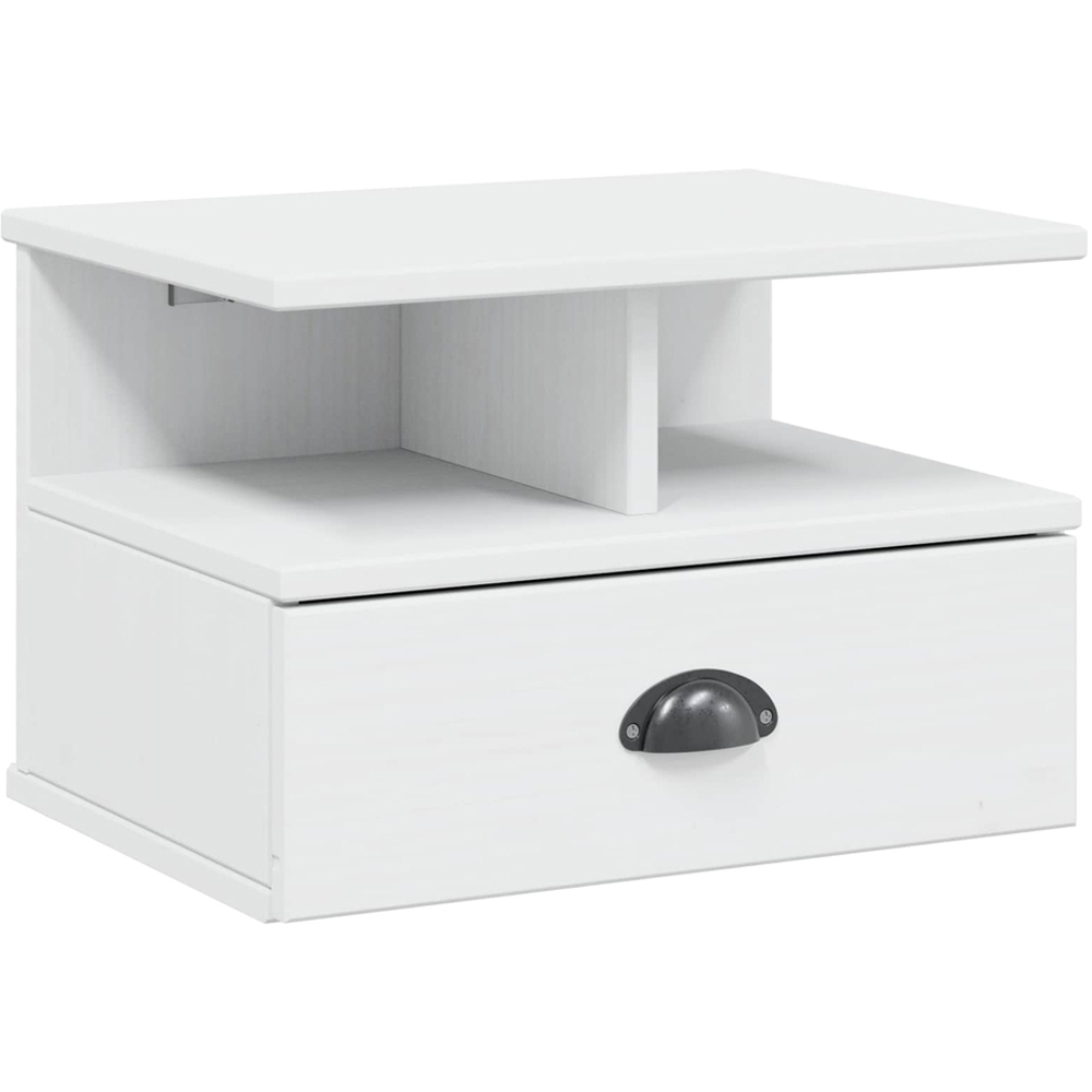 vidaXL Single Drawer 2 Shelf White Wall Mounted Bedside Cabinet Image 2