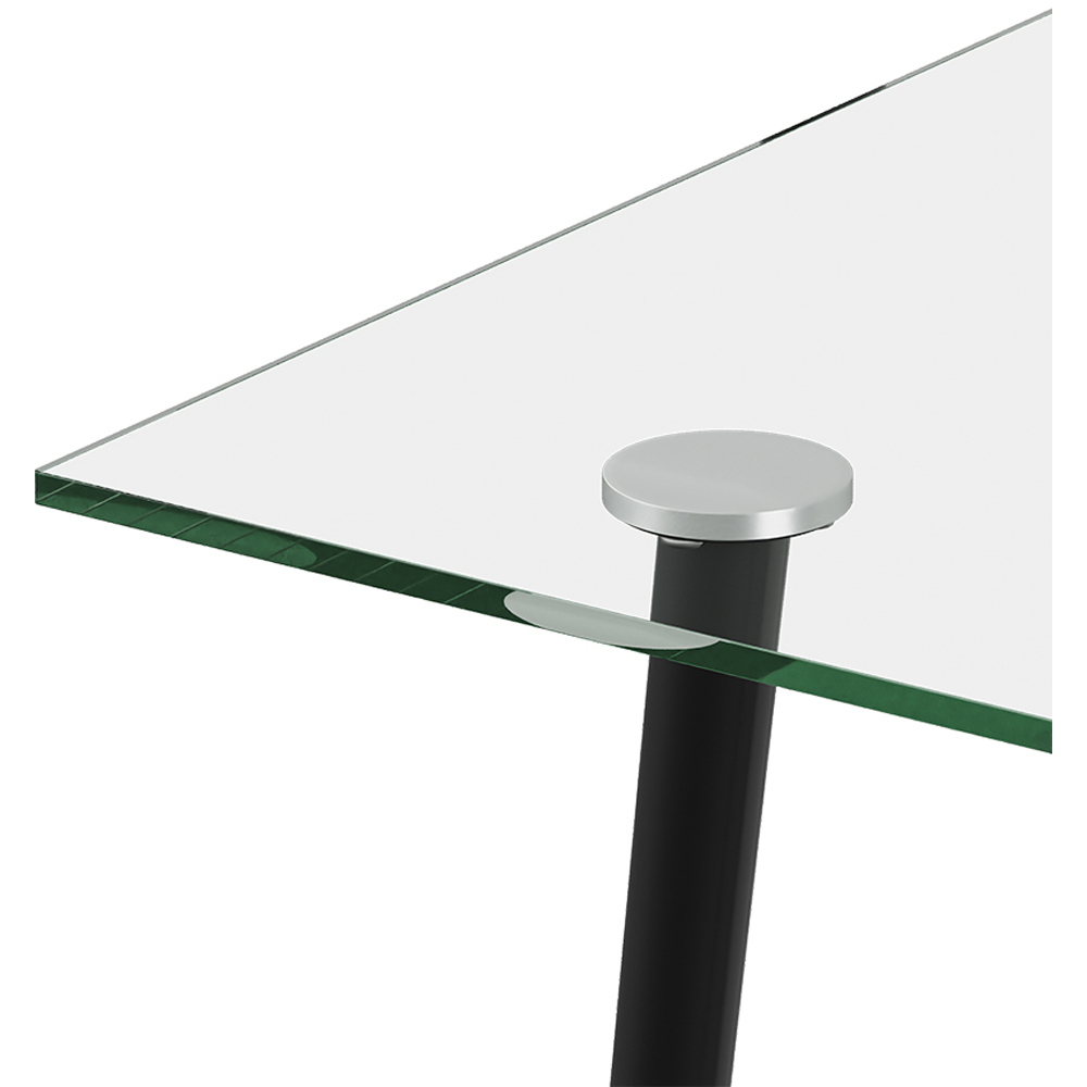 Living and Home 4 Seater Glass Top Dining Table Black Image 4