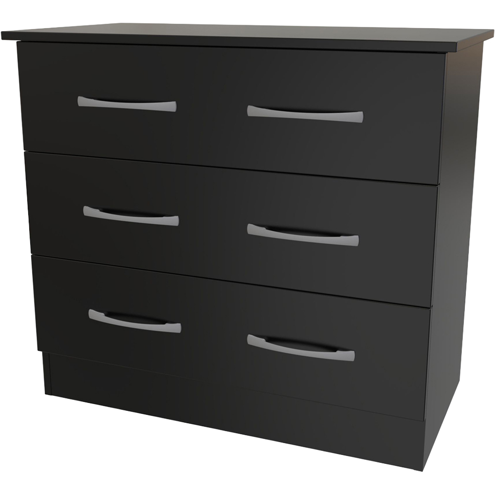 Crowndale Avon 3 Drawer Matt Black Chest of Drawers Ready Assembled Image 4