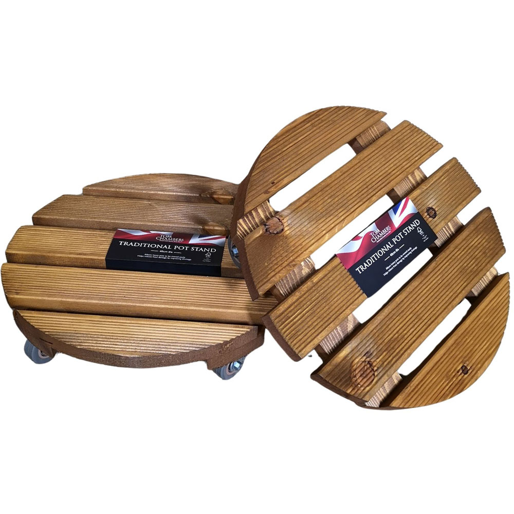 Tom Chambers Natural Garden Plant Stand with Wheels 2 Pack Image 1