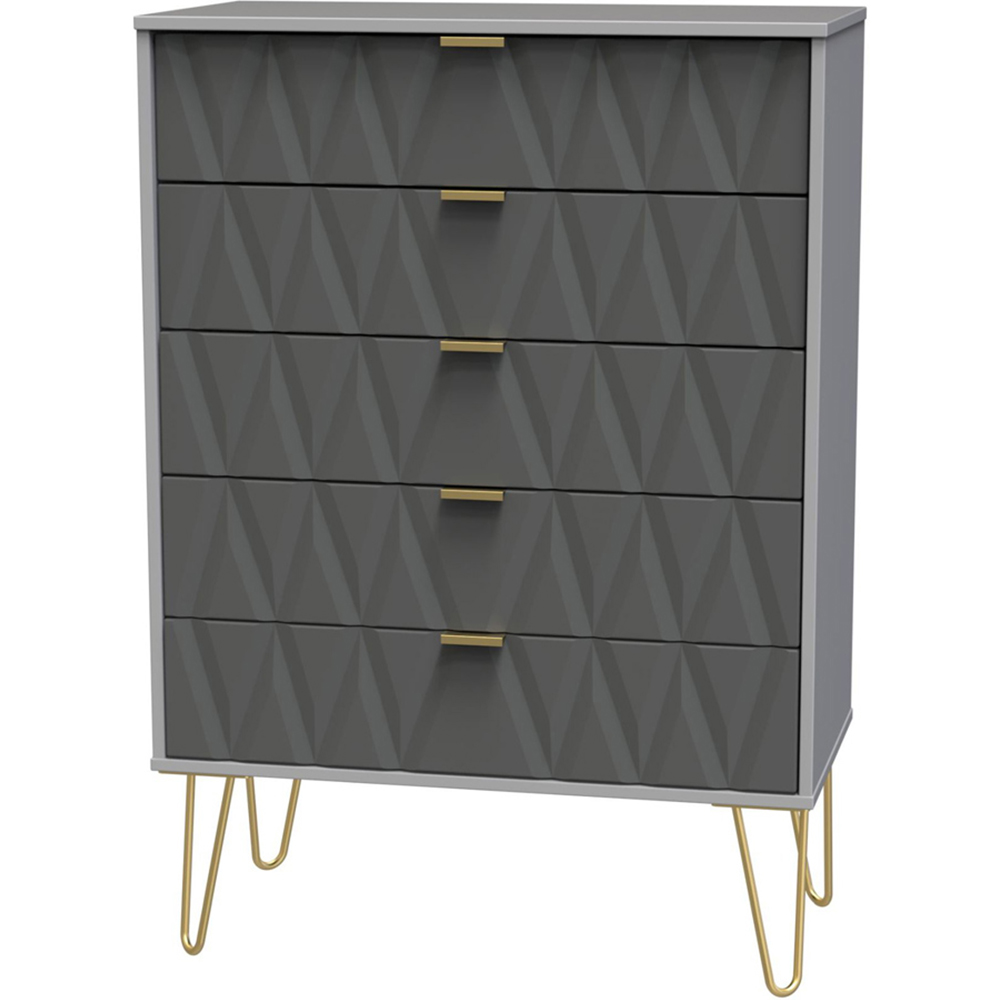 Crowndale Diamond 5 Drawer Matt Shadow and Grey Chest of Drawers Image 2