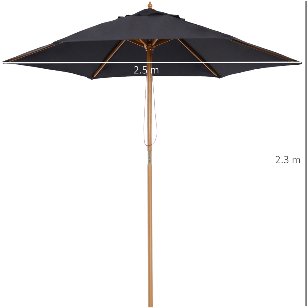 Outsunny Black Wooden Umbrella Parasol 2.5m Image 7