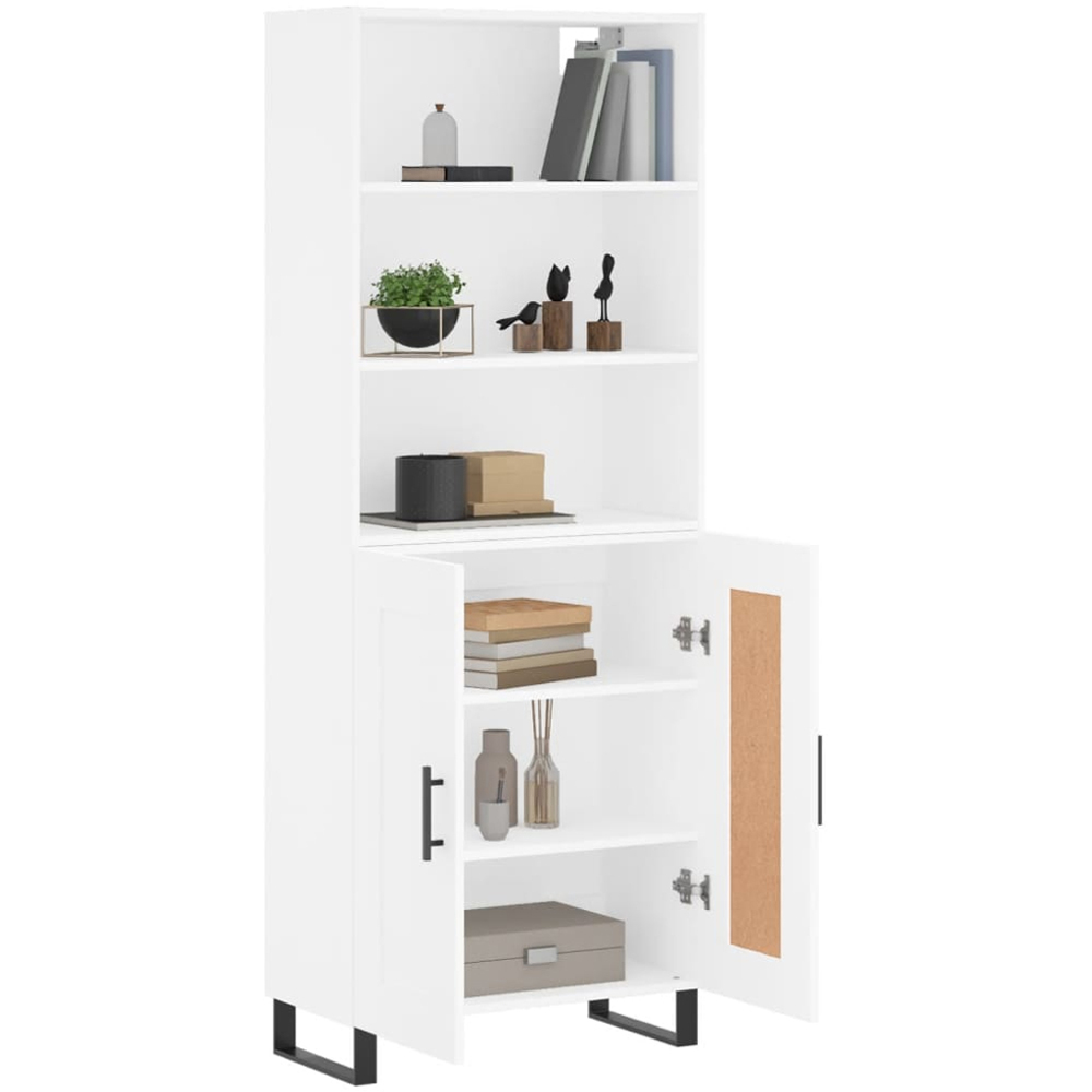 vidaXL 2 Door 3 Shelf White Highboard Image 3