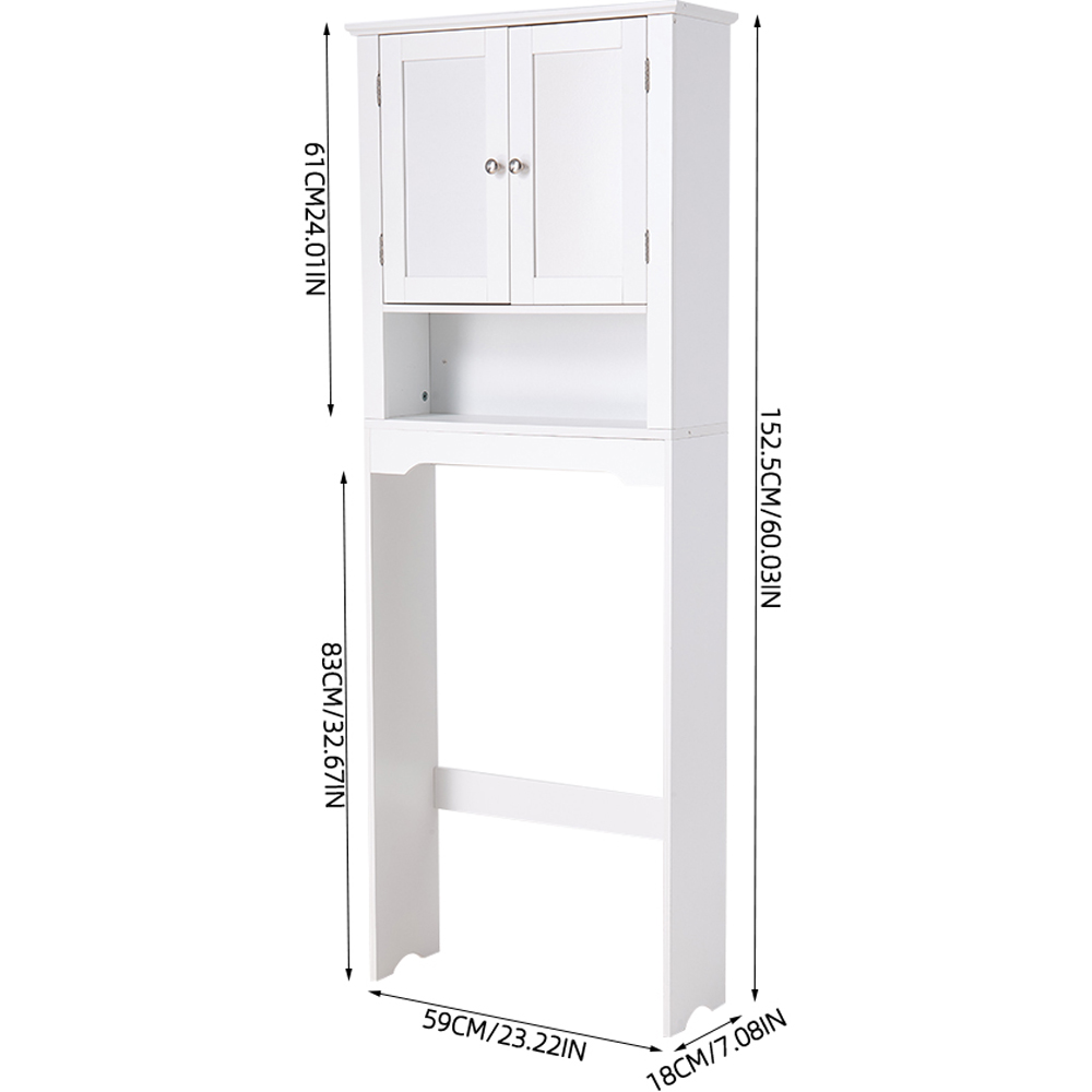 Living and Home 2 Door Single Shelf White Over The Toilet Storage Cabinet Image 9