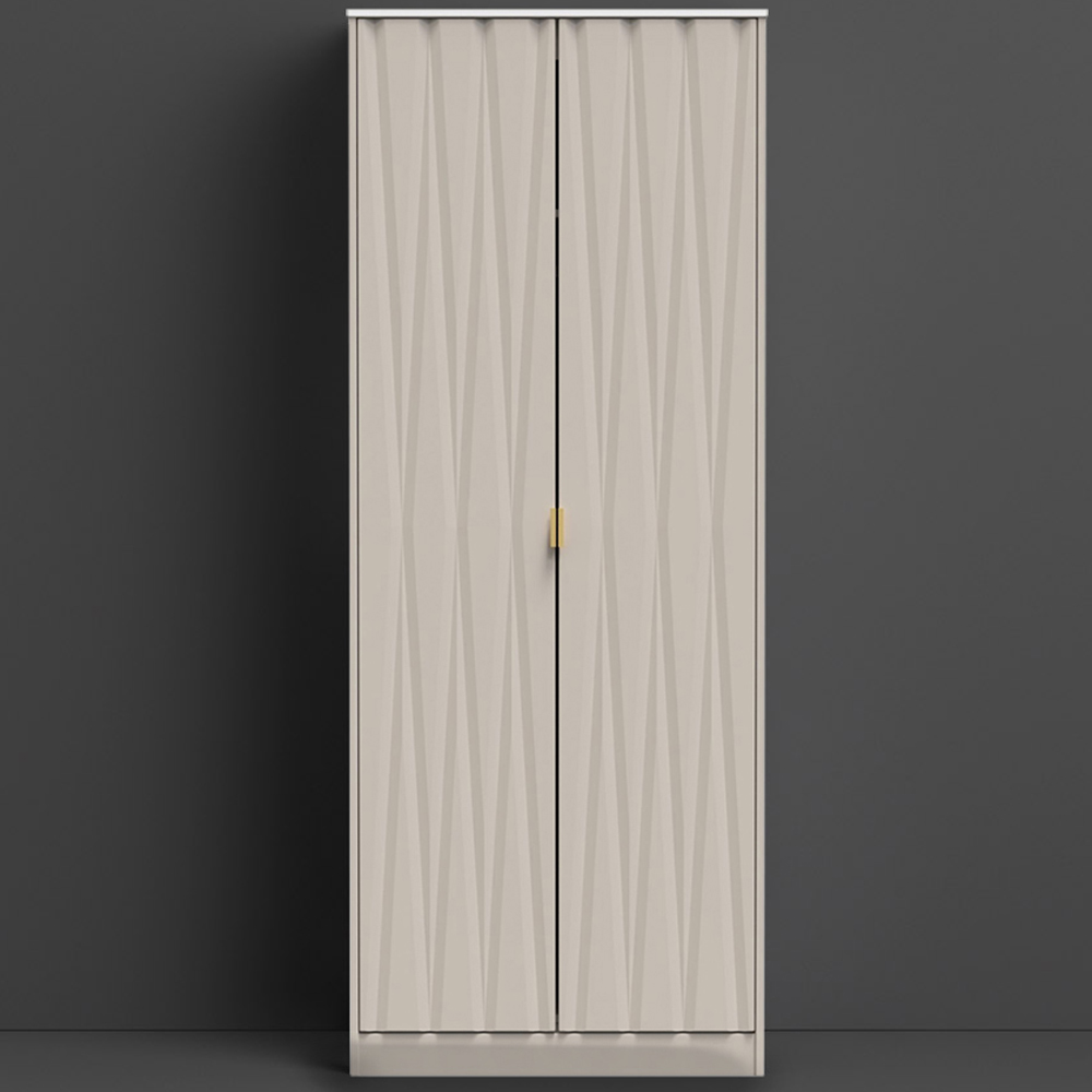 Crowndale Diamond Ready Assembled 2 Door Matt Kashmir Tall Double Wardrobe Image 1