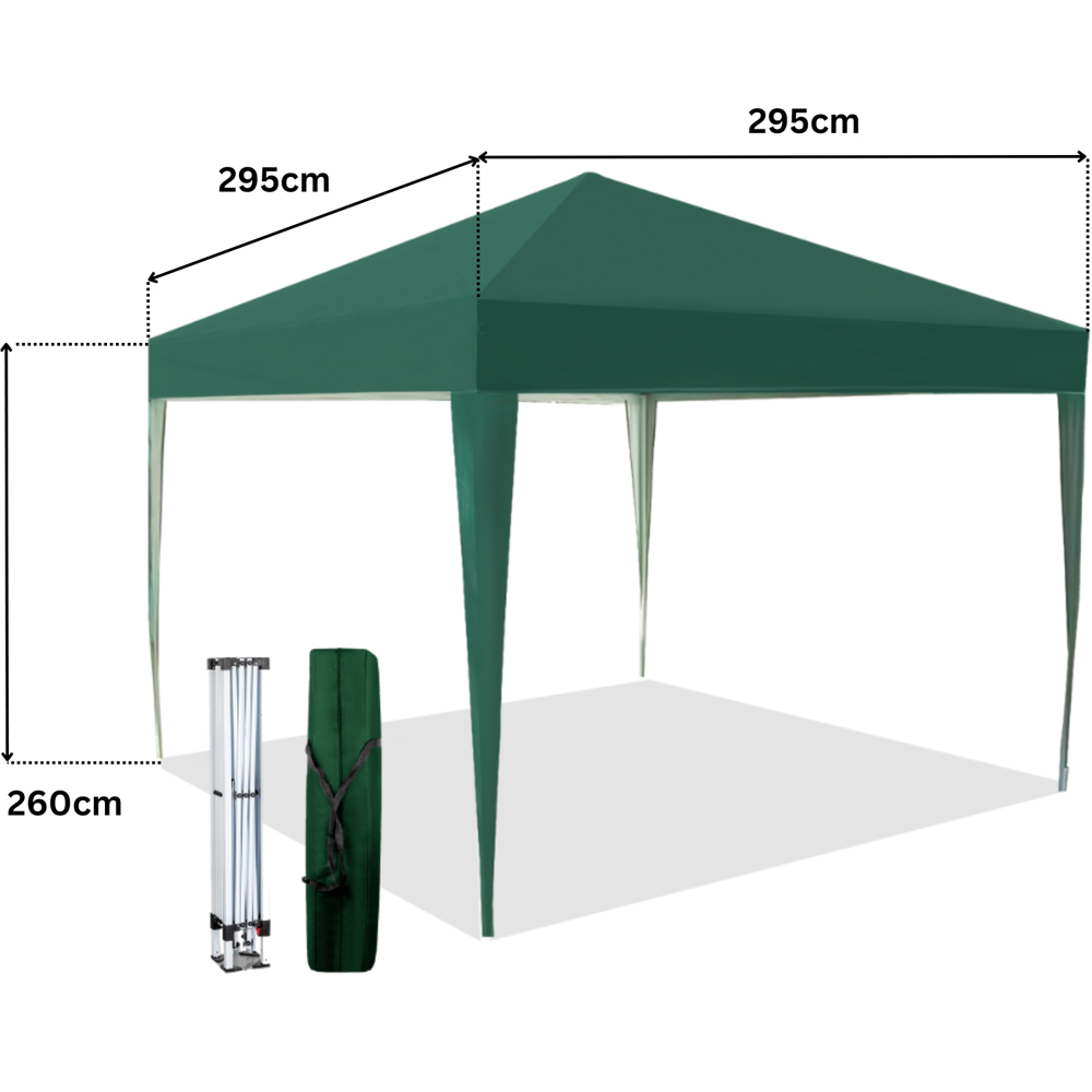 Home Source 3 x 3m Green Easy Up Garden Outdoor Gazebo Image 7