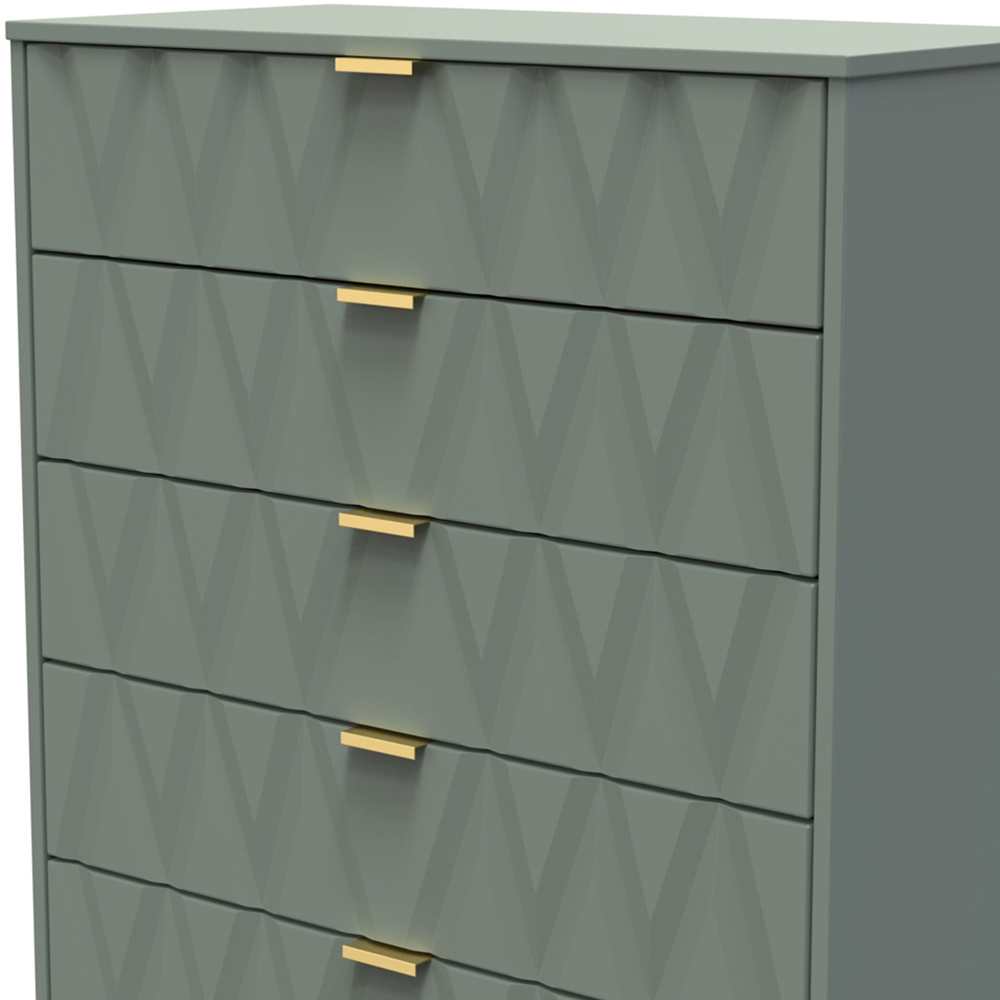 Crowndale Diamond 5 Drawer Reed Green Chest of Drawers Image 5