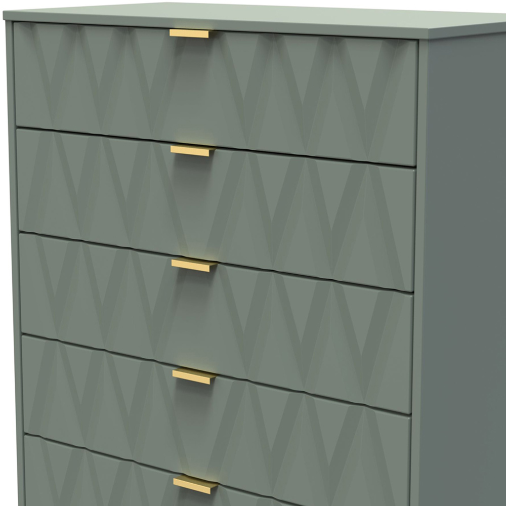 Crowndale Diamond 5 Drawer Reed Green Chest of Drawers Image 5