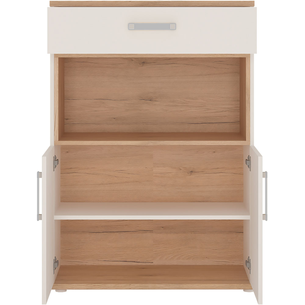 Florence 4KIDS 2 Door Single Shelf Oak and White Cupboard with Opalino Handles Image 3