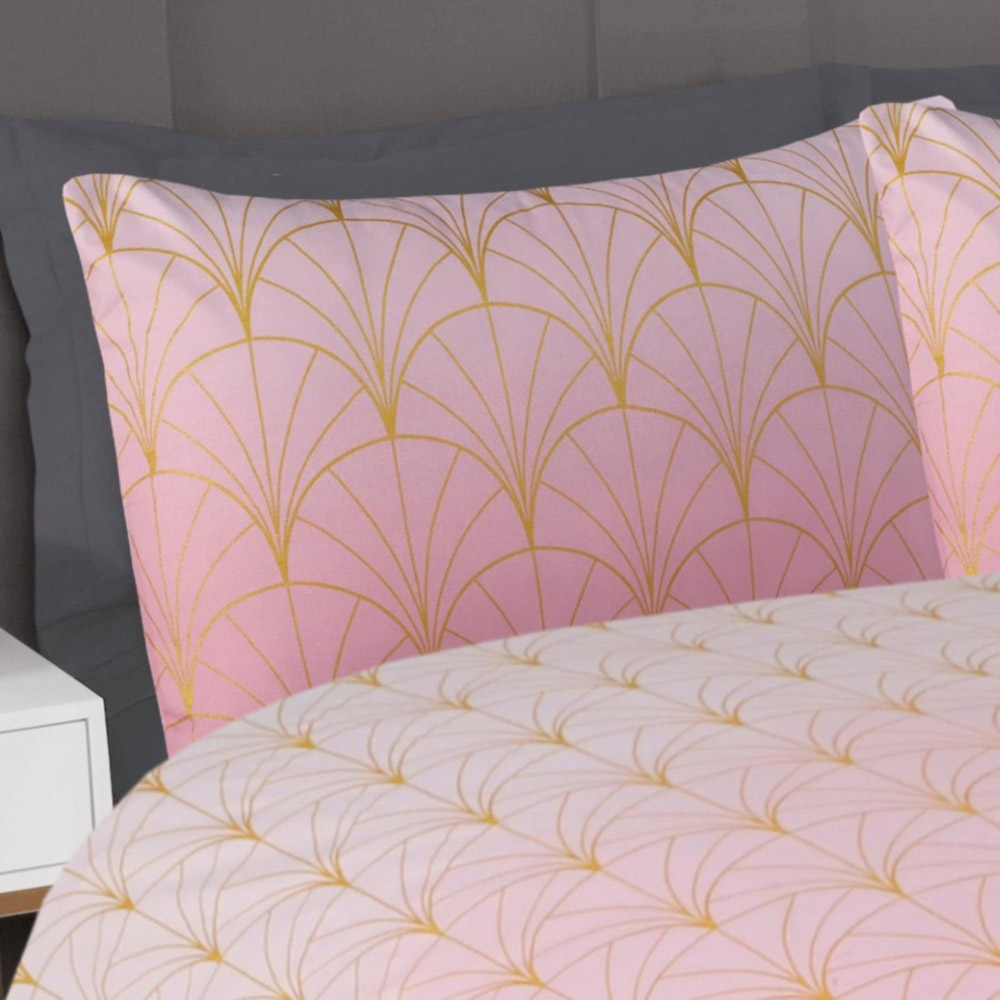 Smart Living Double Blush Pink Ombre Metallic Deco Duvet Cover Set Image 4