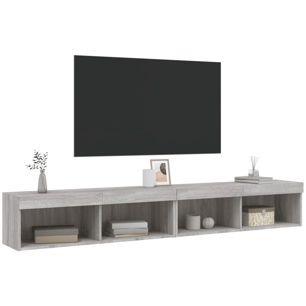 vidaXL 2 Shelf Grey Sonoma TV Cabinet with RGB LED Lights Set of 2 Image 2