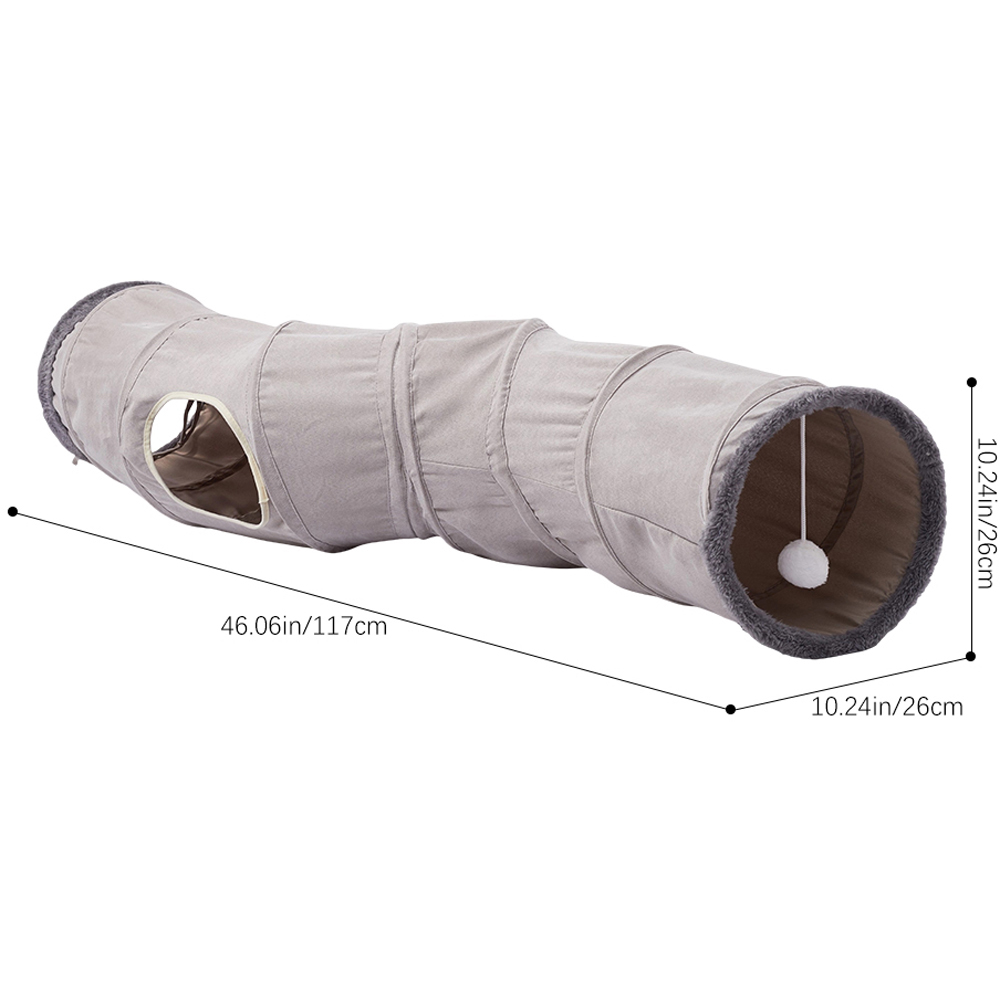 H&O Direct Suede S-Shape Collapsible Cat Play Tunnel with Hanging Ball Image 5