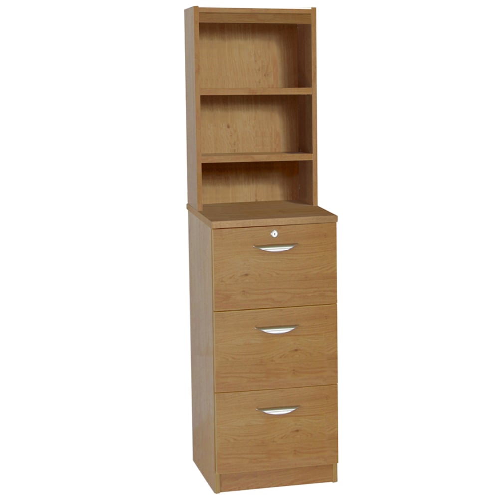 R White Cabinets 3 Drawer 3 Shelf Brown Filing Cabinet with Hutch Image 2