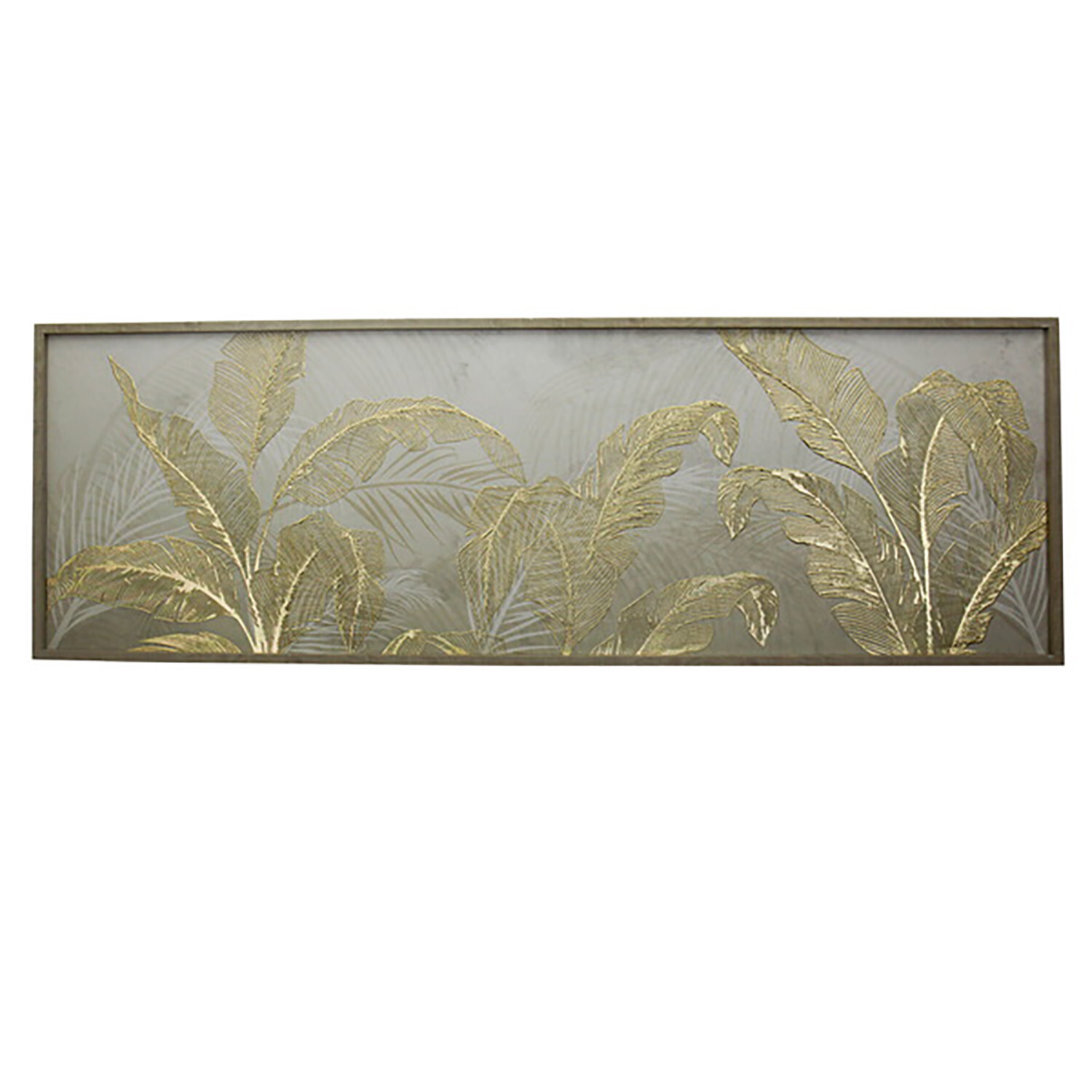 Embellished Gold Leaves Framed Print - Grey Image 1