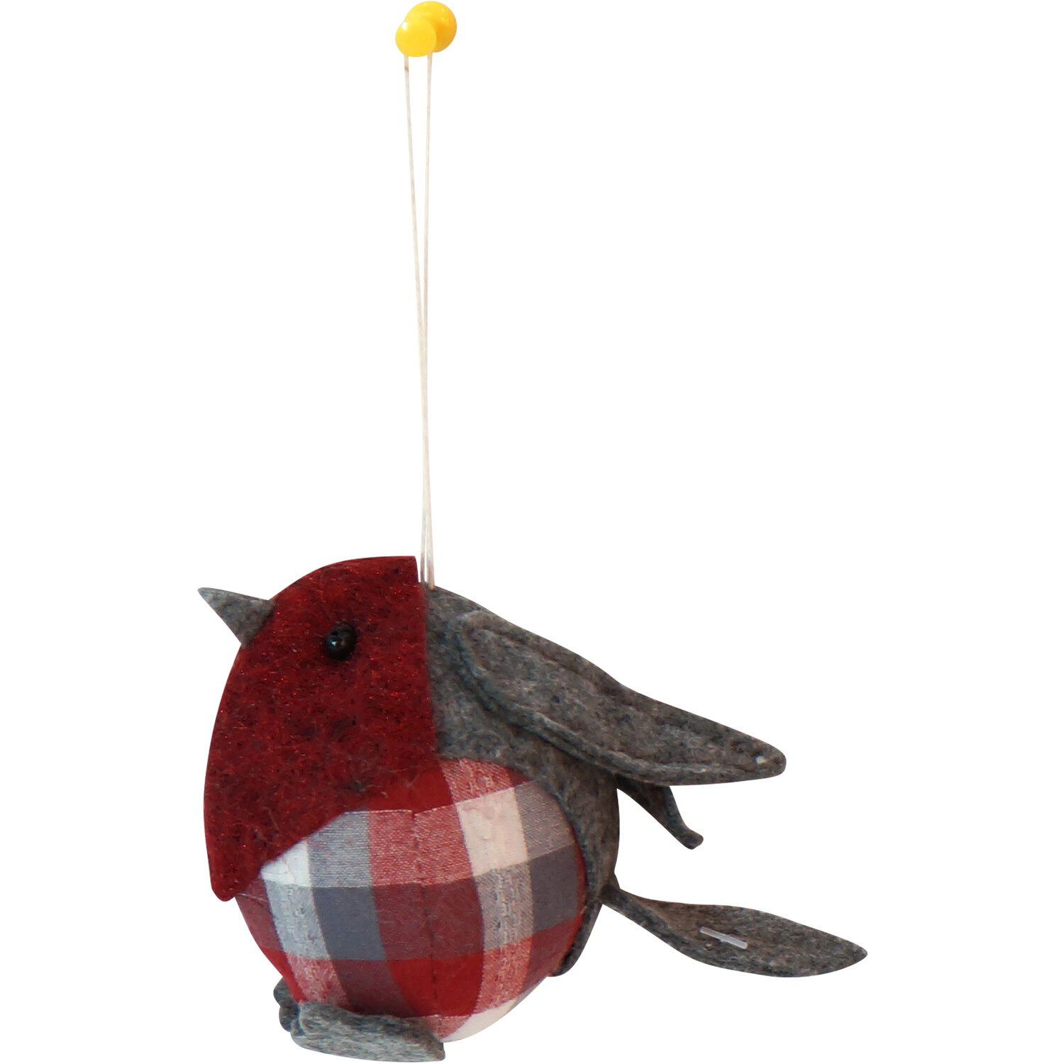 Hanging Tartan Christmas Bird Ornament Image