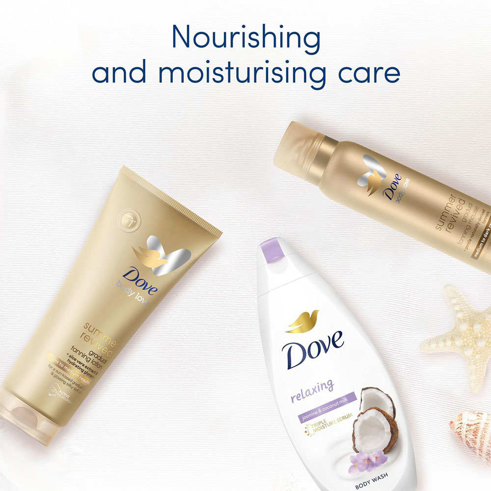 Dove Derma Spa Summer Revived Medium to Dark Skin Self Tan Body Mousse 150ml 3 Pack Image 4