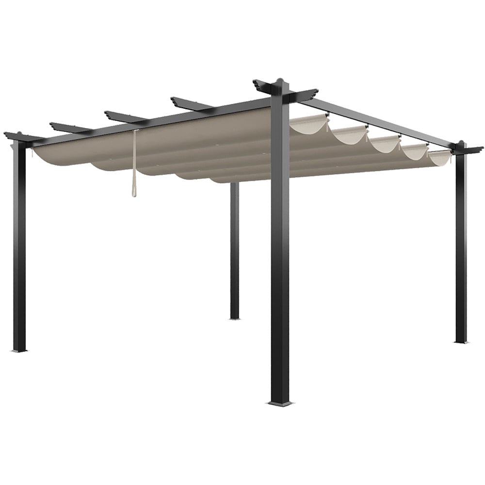Living and Home 4 x 4m Beige Aluminium Pergola with Retractable Roof Image 2