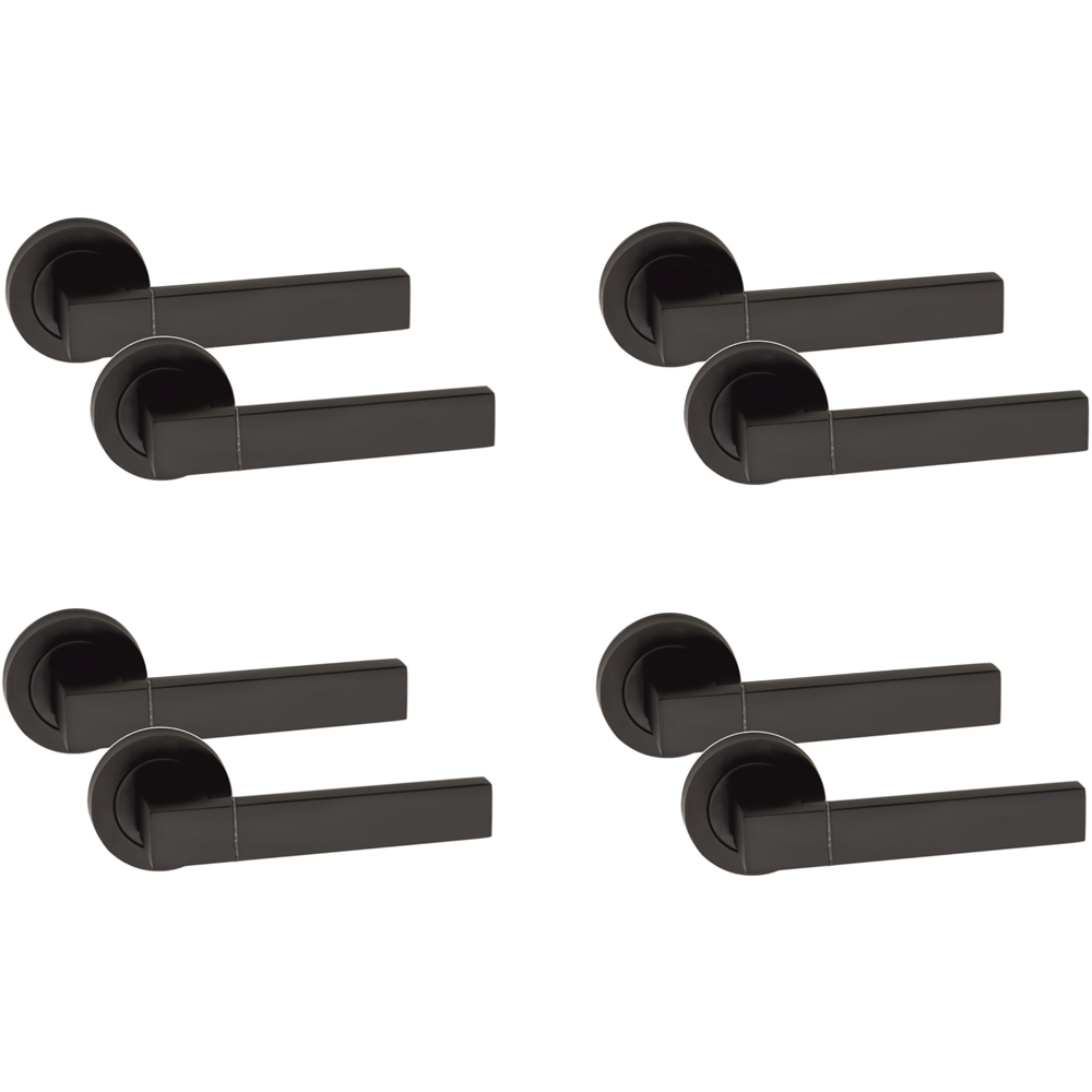 Golden Grace Capri Matt Black Latch Door Handle Pair 52mm 4 Pack Image 1