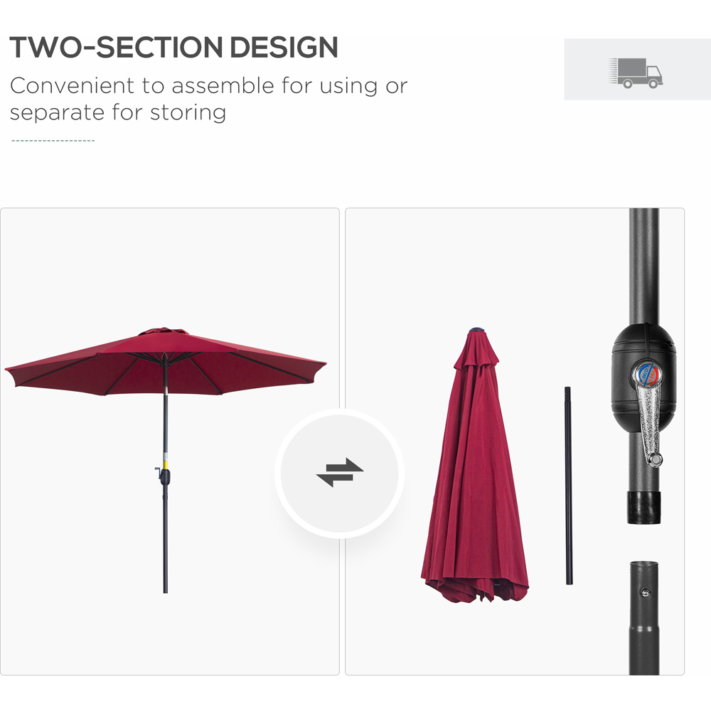 Outsunny Wine Red Crank and Tilt Parasol 3m Image 6