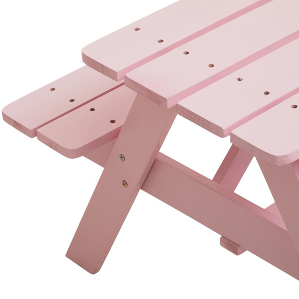 Premier Housewares Kids Brighton Wood Pink Picnic Bench Image 6
