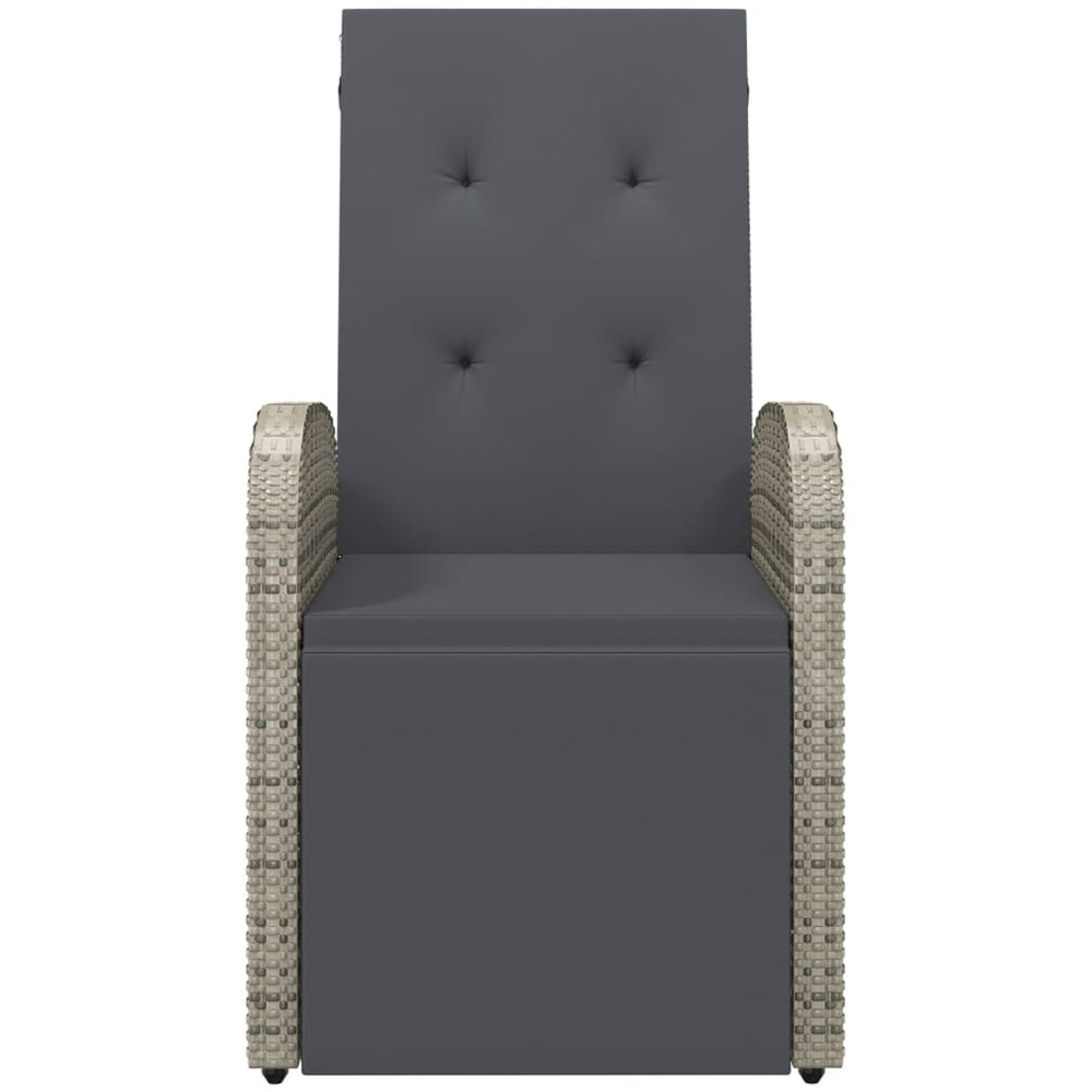 Walplus Grey Poly Rattan Reclining Garden Chair with Cushion Image 3