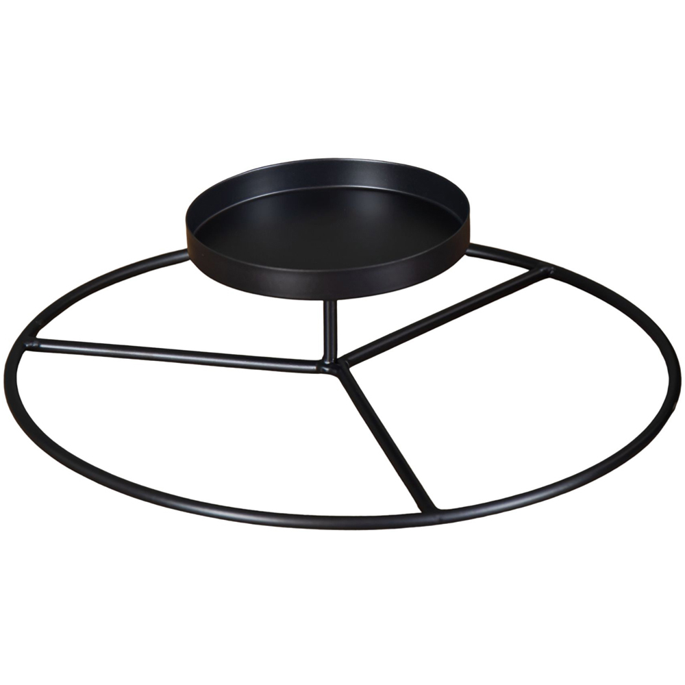 Samuel Alexander Black Round Metal Pillar Candle Ring Holder 25cm Image 1