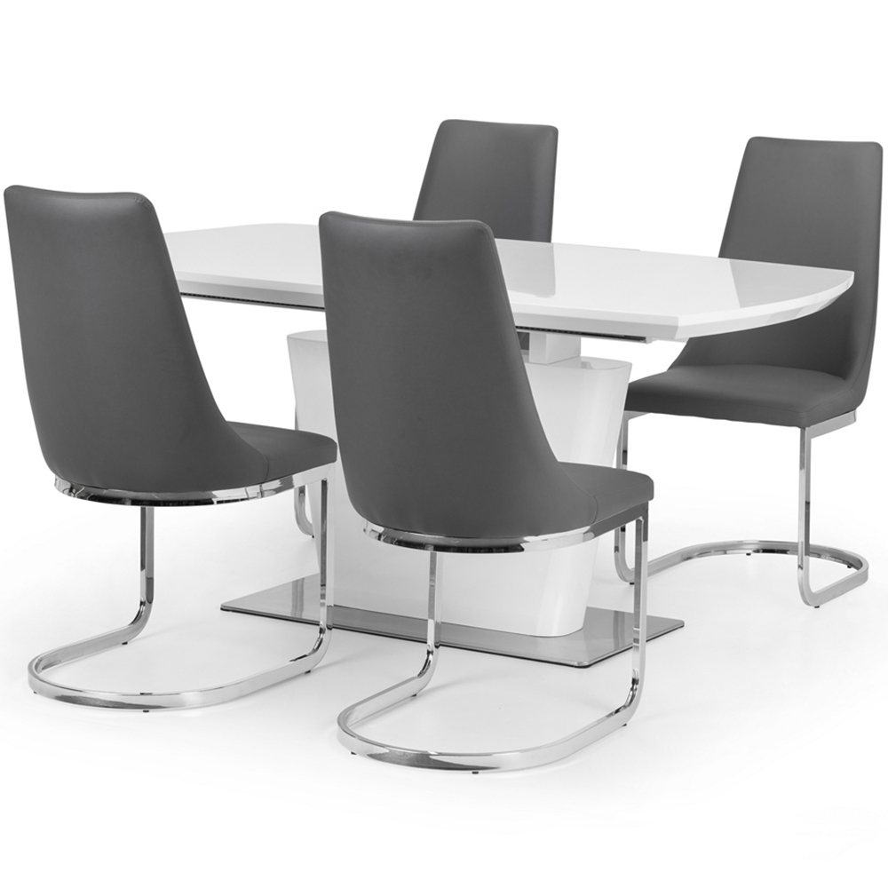 Julian Bowen Como Set of 2 Grey and Chrome Dining Chair Image 4