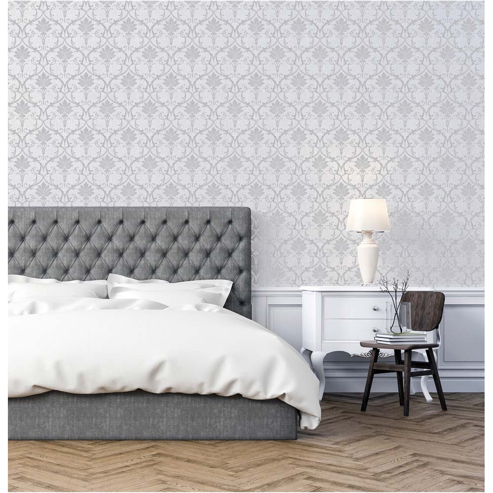 Arthouse Artistick Divine Damask Grey and Silver Wallpaper Image 4