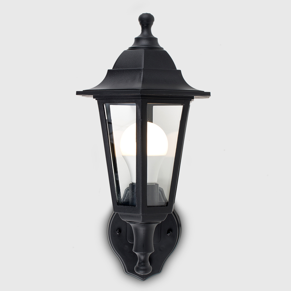 ValueLights Mayfair Black Warm White Bulb PIR Wall Lantern Image 5