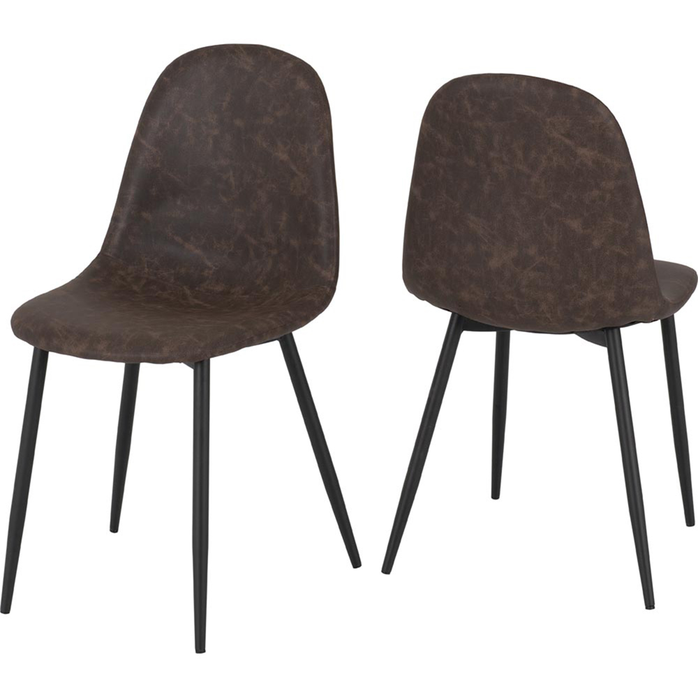 Seconique Athens Set of 2 Brown PU Leather Dining Chair Image 2
