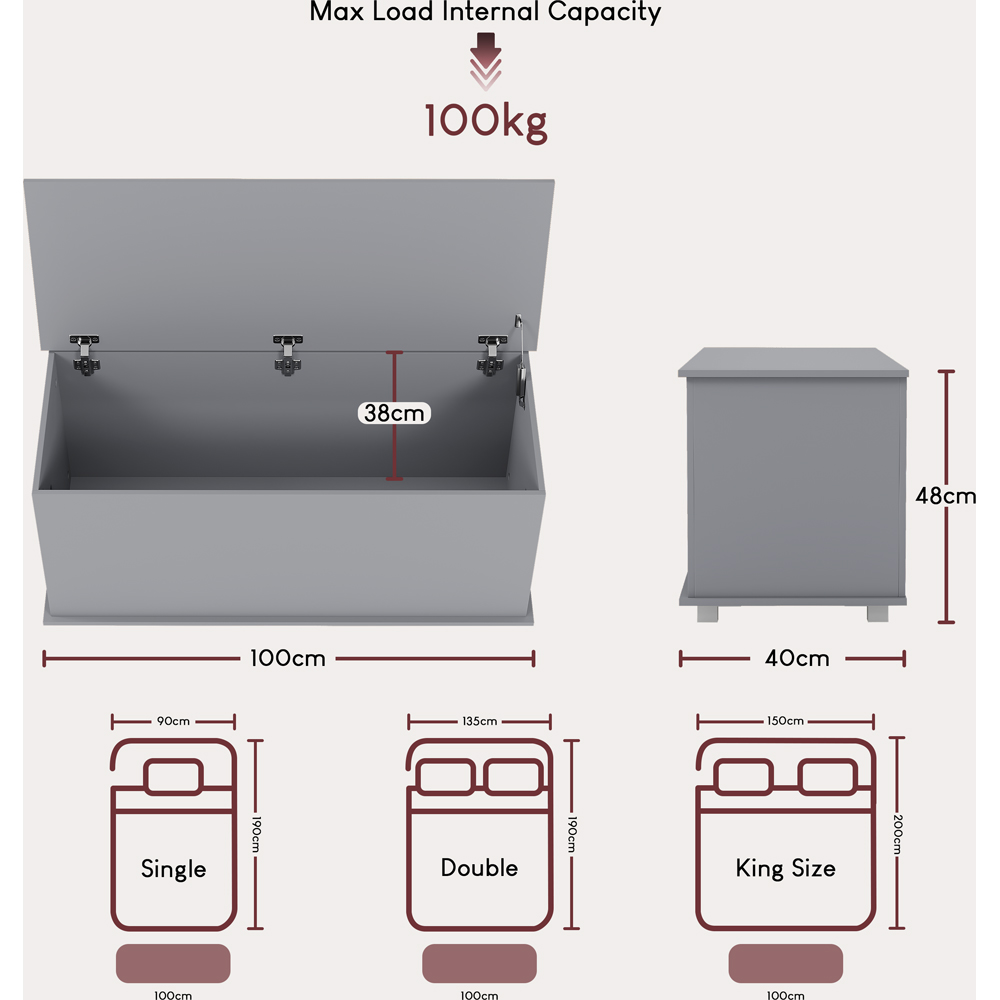 VIDA DESIGNS Leon Grey Storage Ottoman Image 8