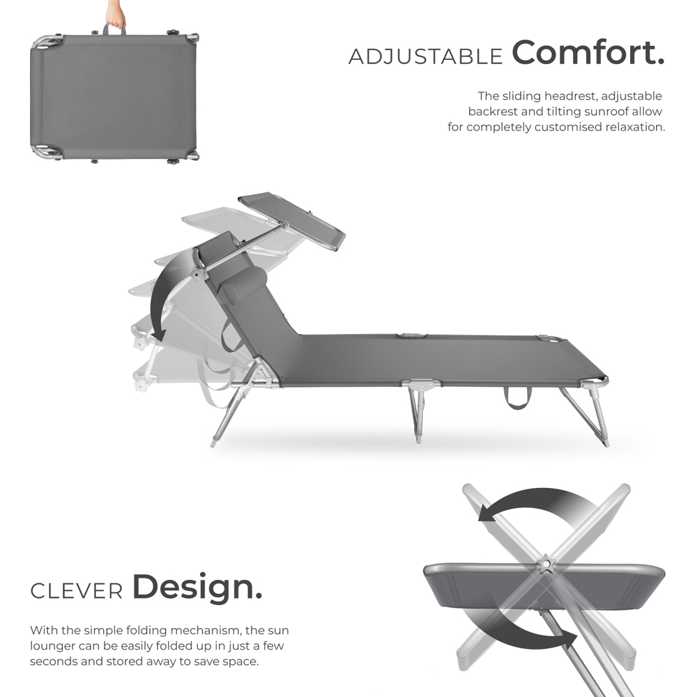 tectake Grey Chloa Foldable Sun Lounger Image 8