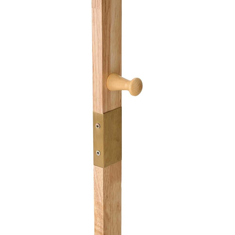 Living and Home Single Shelf Natural Freestanding Clothes Rack with 5 Hooks Image 7