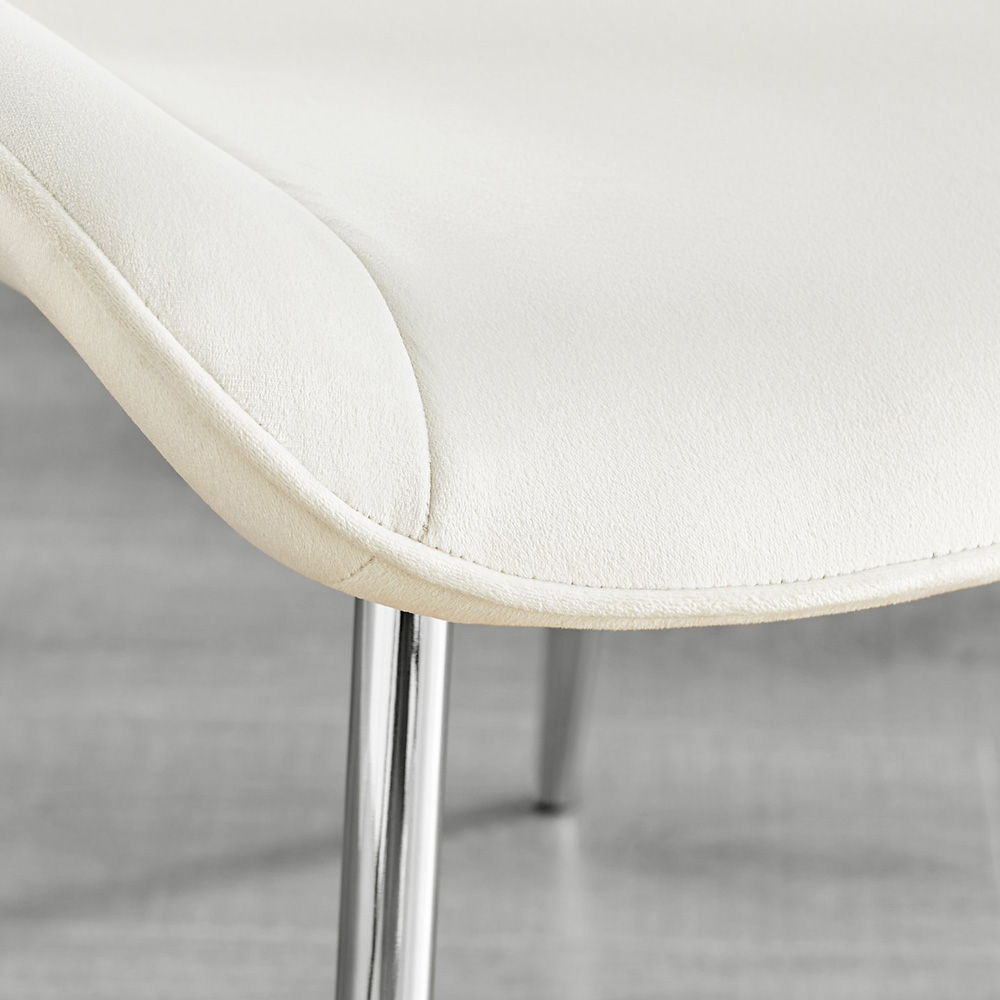 Furniturebox Arona Cesano Marble Effect 6 Seater Dining Set White Chrome and Cream Image 7