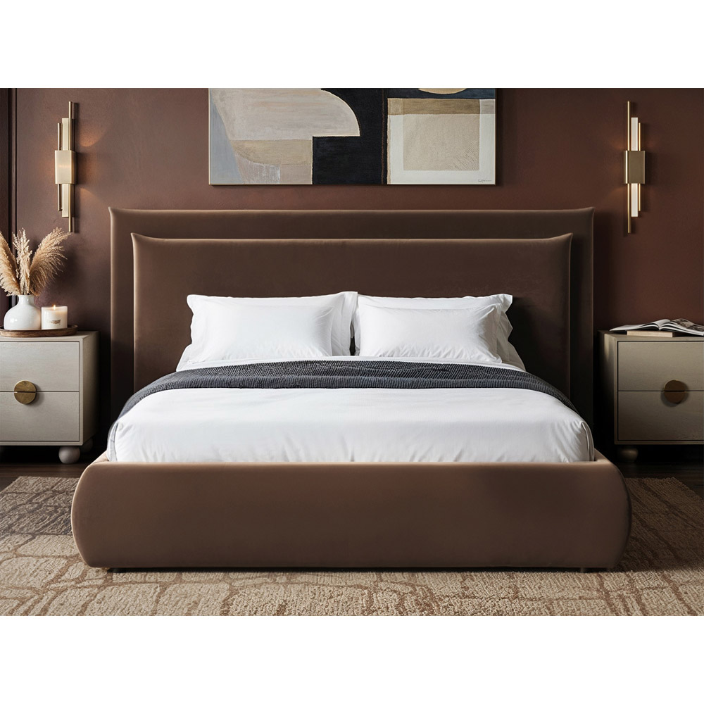 Solace+Co Sigrid Double Chocolate Velvet Ottoman Storage Bed Image 5