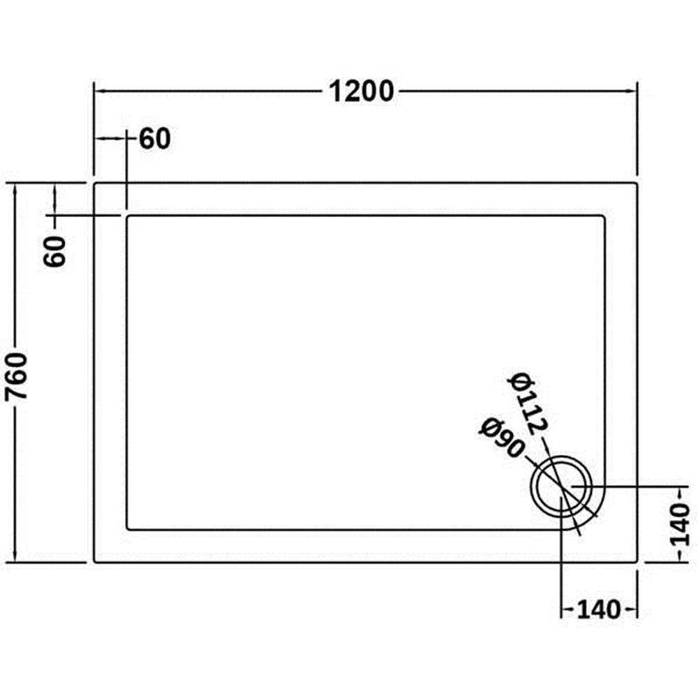 nuie Slate Grey Rectangular Shower Tray 1200 x 760mm Image 2