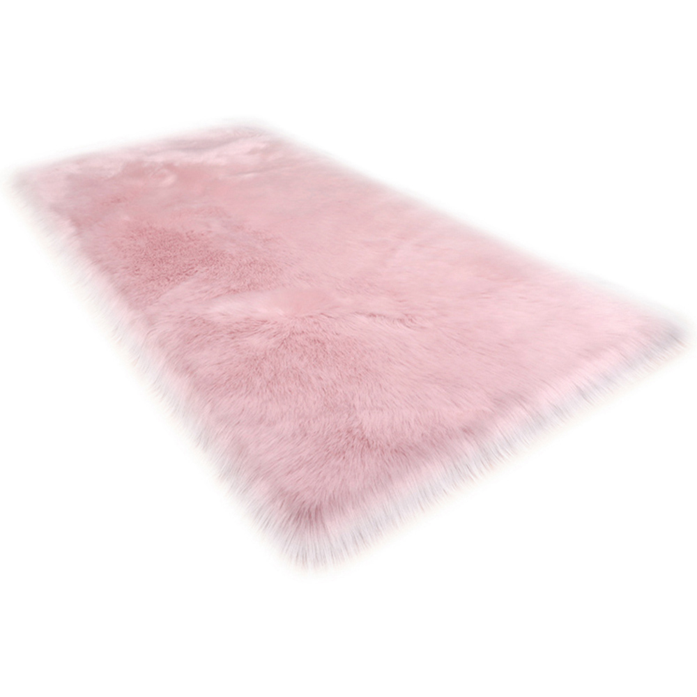 Living and Home Pink Rectangle Soft Shaggy Rug 60 x 120cm Image 1