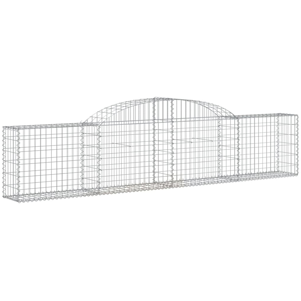 vidaXL Silver Galvanised Iron Arched Gabion Basket 300 x 30 x 60/80cm 7 Pack Image 1