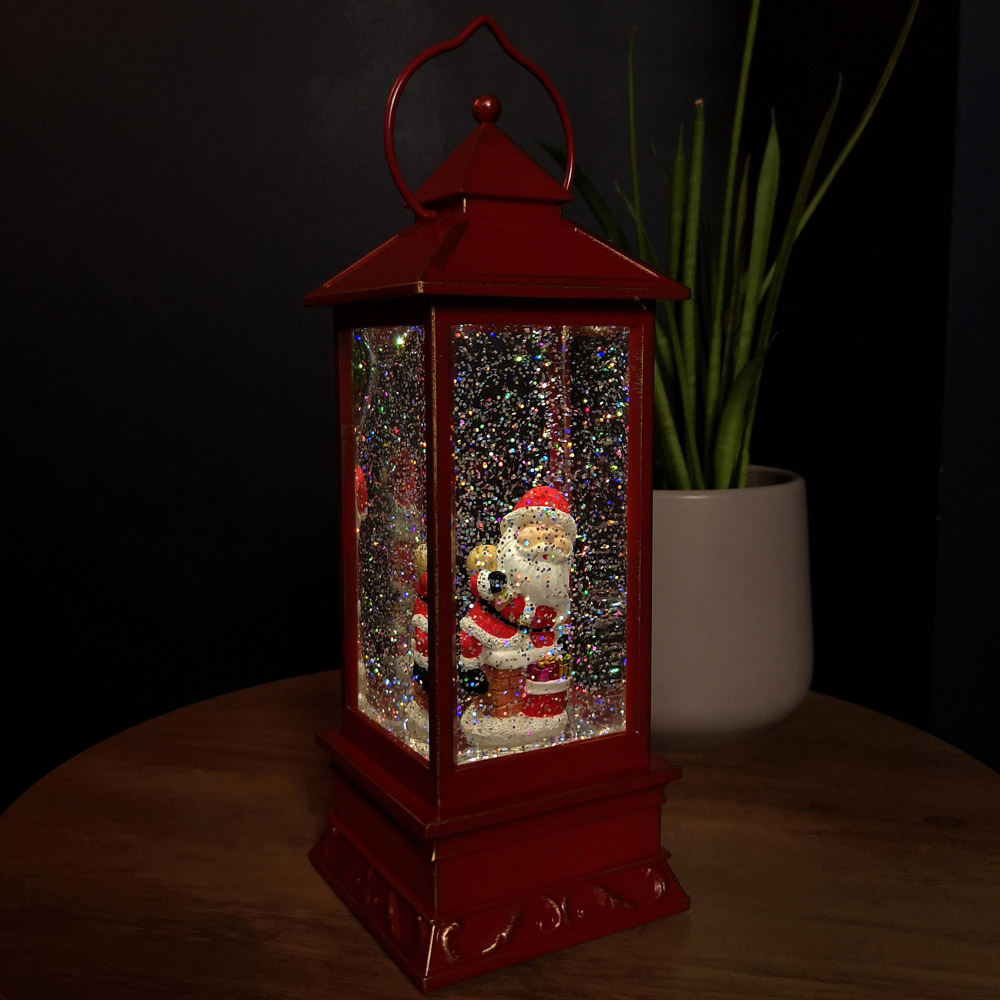 Samuel Alexander Snow Swirl Santa Chimney Lantern Christmas Decoration 29cm Image 5