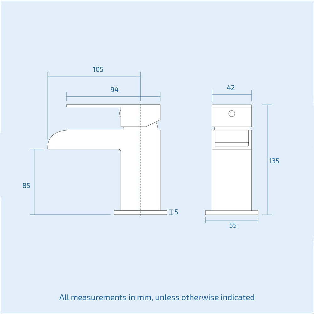 Nes Home Origin Waterfall Matte Black Bath Filler Tap and Basin Mixer Tap with Waste Image 6
