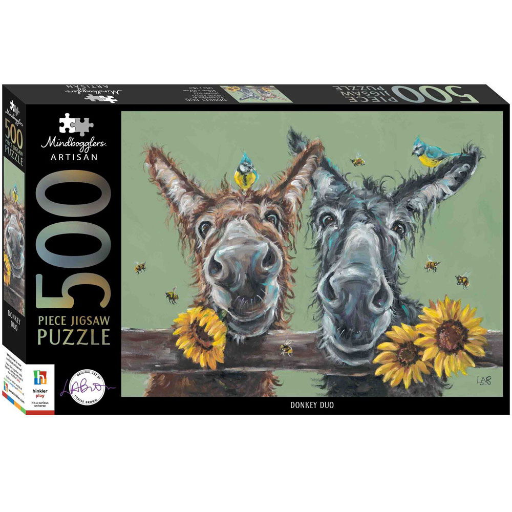 500 Piece Louise Brown Donkey Duo Jigsaw Puzzle - Multicolour Image