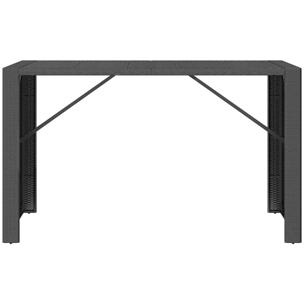 vidaXL Black Polyrattan Glass Top Bar Table 110 x 80 x 185cm Image 3