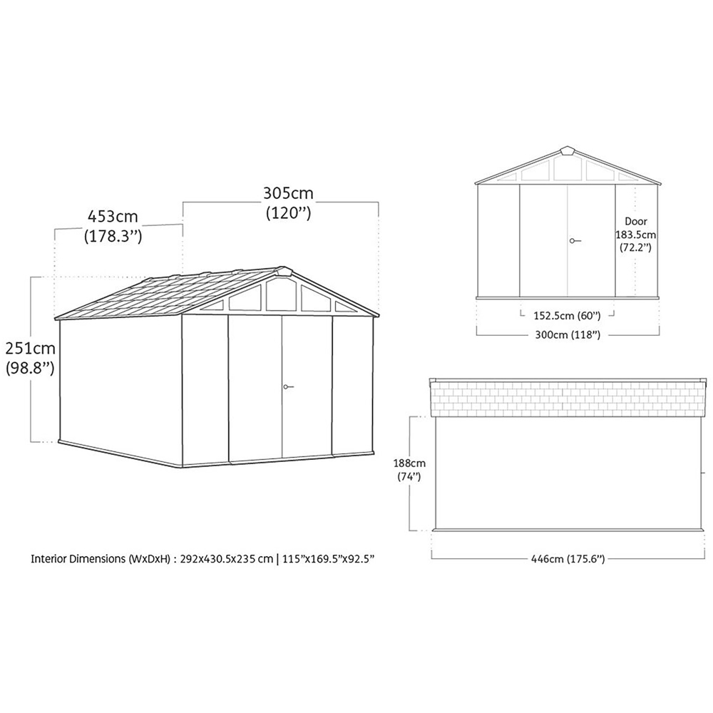 Keter Stronghold 10 x 15ft Grey Apex Garden Storage Shed Image 9