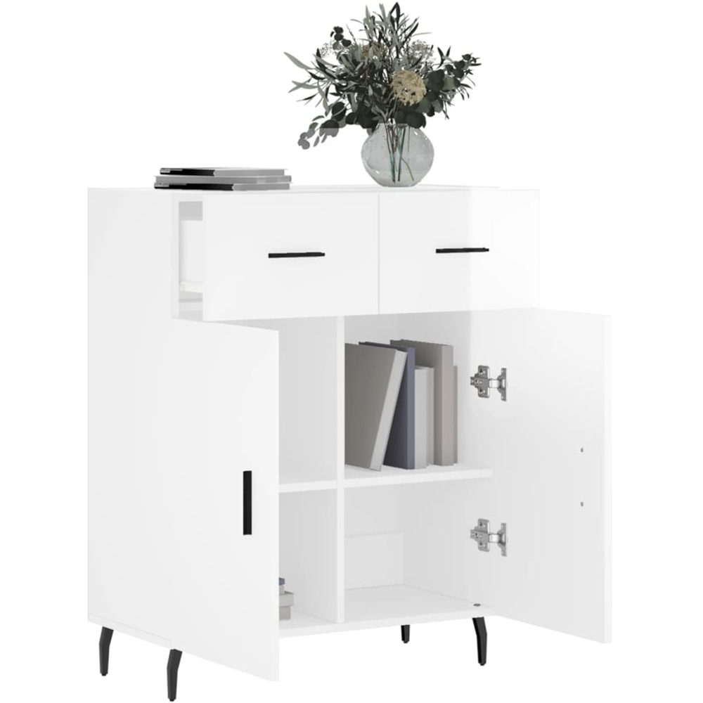 vidaXL 2 Door 2 Drawer White Sideboard Image 4
