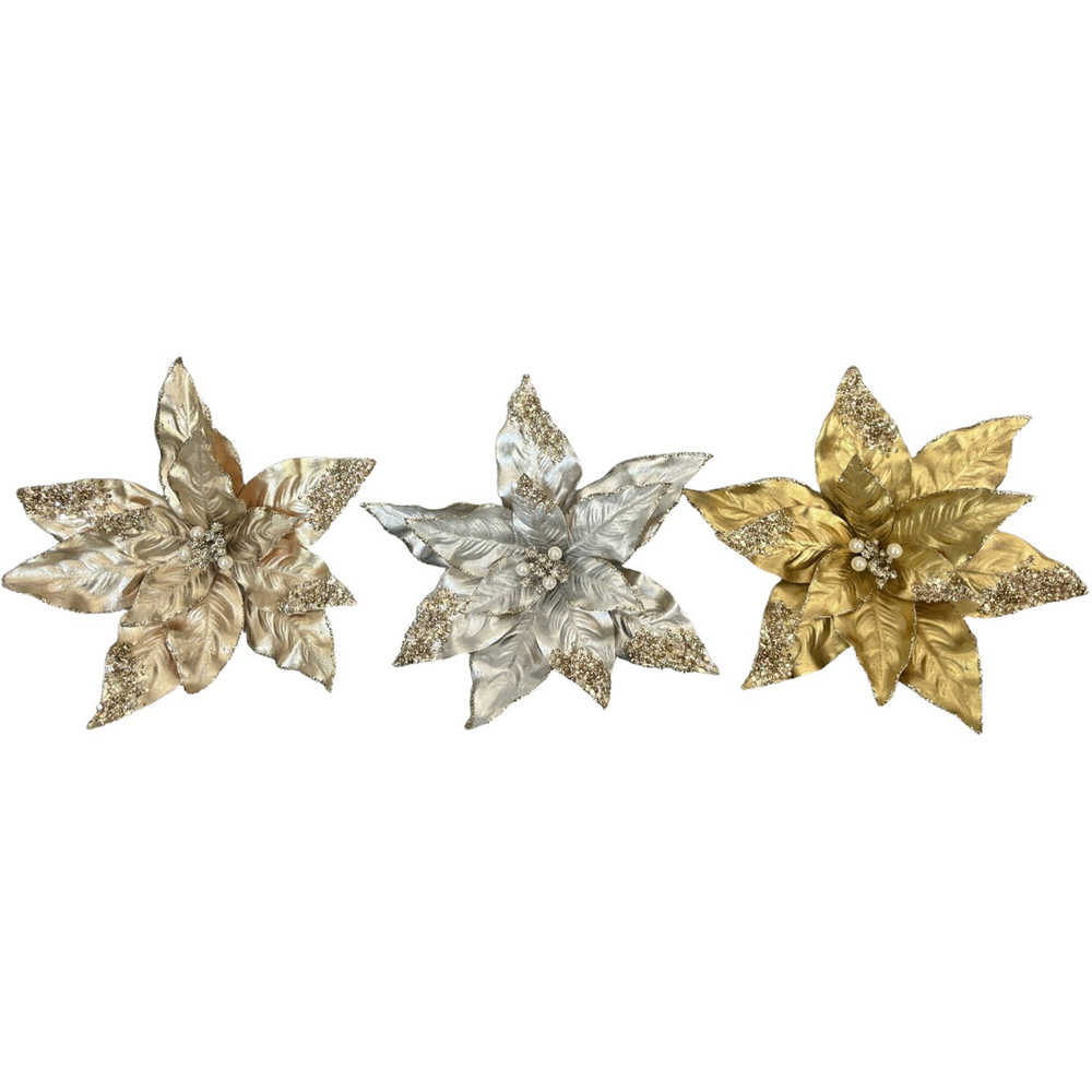 Metallic Poinsettia Flower Clip Image 2